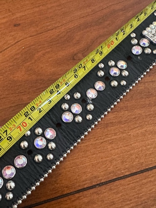 B.B. Simon Black Swarovski Crystal Studded Leather Belt Western Rhinestone Y2K main image 7